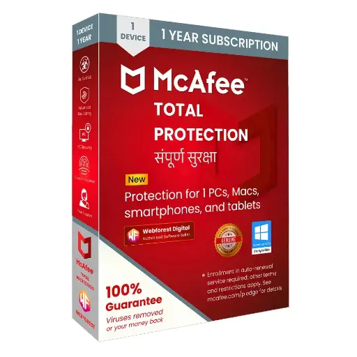 McAfee Total Protection 1 Device for 1 Years Protection